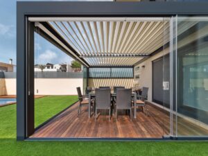 enclosed patio pergola with deck